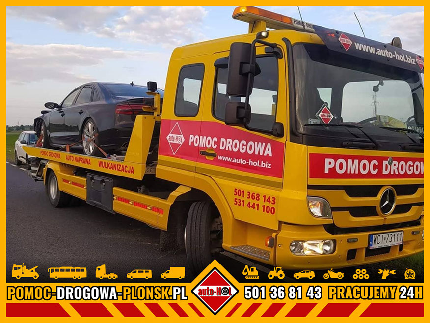 pomoc drogowa laweta Płońsk - trasport na lawecie samochodów osobowych dostawczych i busów Płońsk